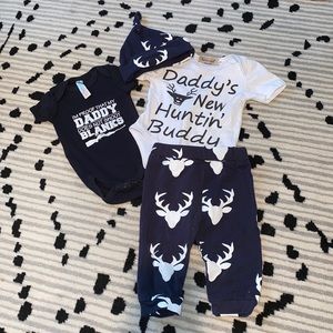 Outfit and onsie for babys who’s fathers hunt